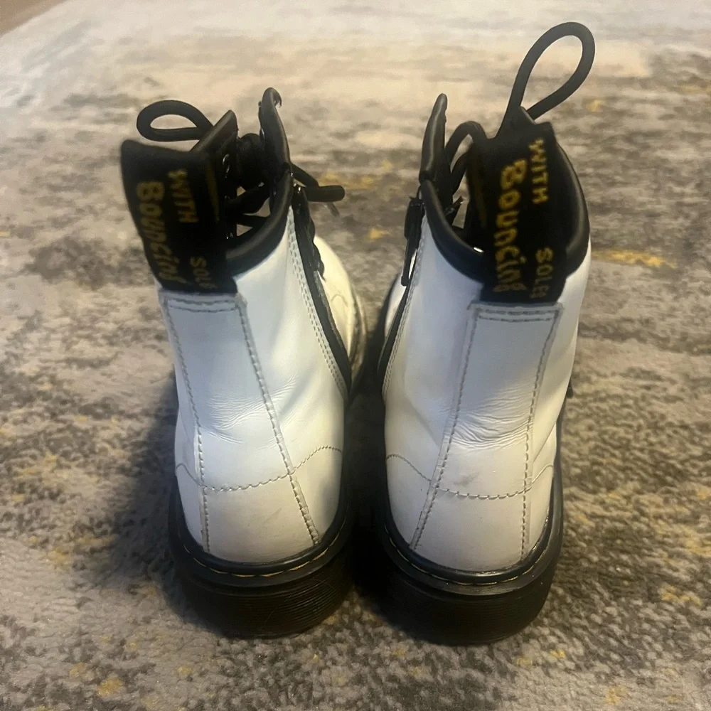 Dr. Martens Zavala Air White and Black Leather Boots